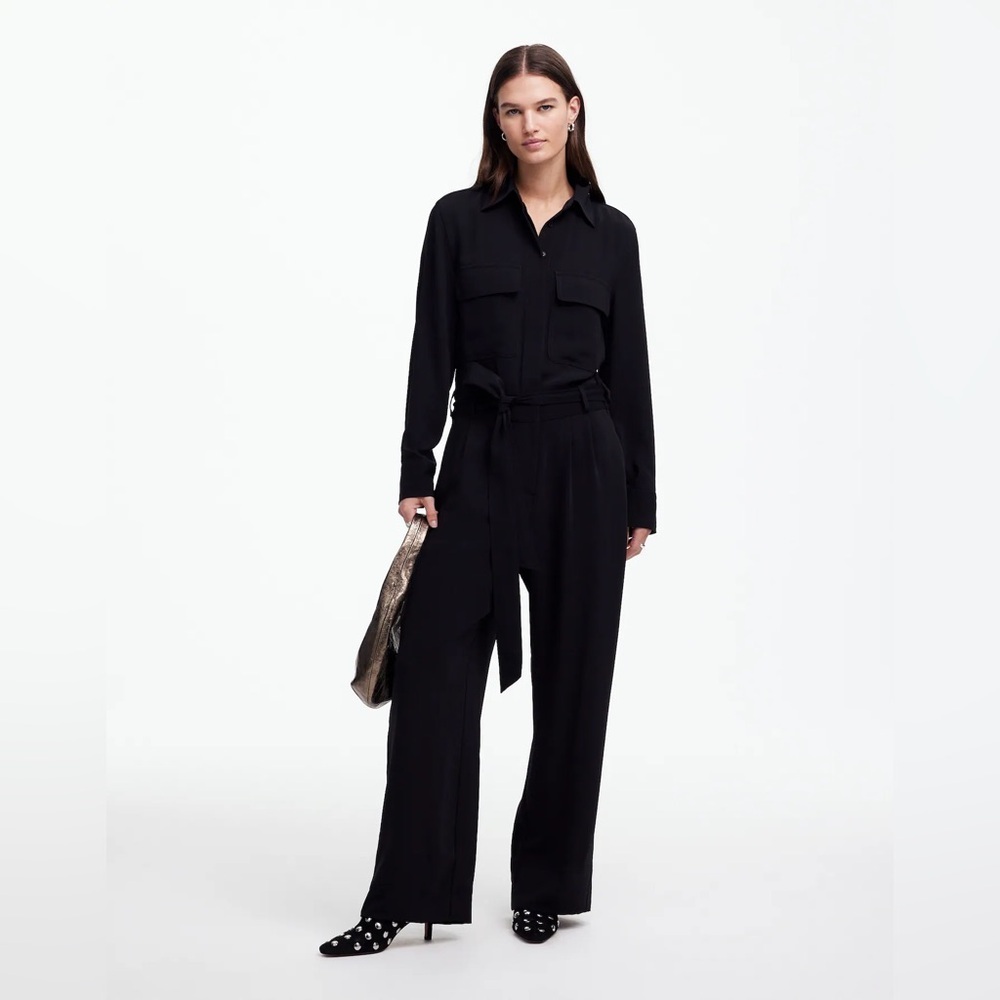 Madewell Tie-Waist Straight-Leg Jumpsuit in True Black